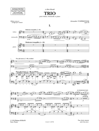 Trio op. 34 - Parties - Alexandre Tcherepnine - Partition - Trios